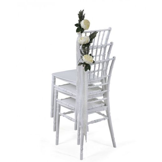 Sedia da pranzo Chiavari in plastica bianca, 40x43x92 cm — Qechic