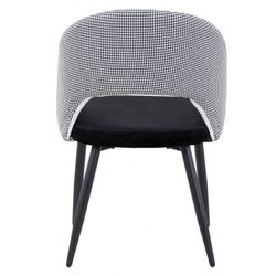 Cleo Chaise de Salle à Manger en Velours et Métal Pied de Poule/Noir, 52x47x79 cm