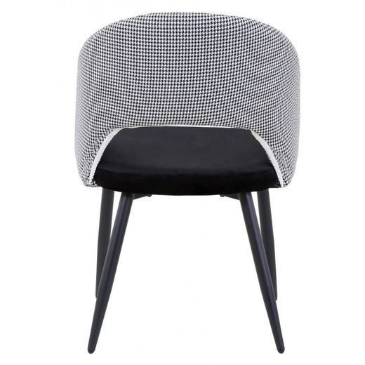 Cleo Chaise de Salle à Manger en Velours et Métal Pied de Poule/Noir, 52x47x79 cm