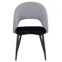 Cleo Chaise de Salle à Manger en Velours et Métal Pied de Poule/Noir, 52x47x79 cm