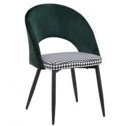 Chaise de salle à manger Cleo en velours vert et métal/pied de poule, 52x47x79 cm