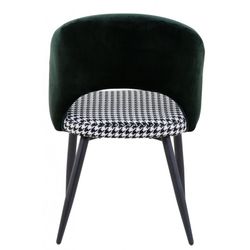 Chaise de salle à manger Cleo en velours vert et métal/pied de poule, 52x47x79 cm