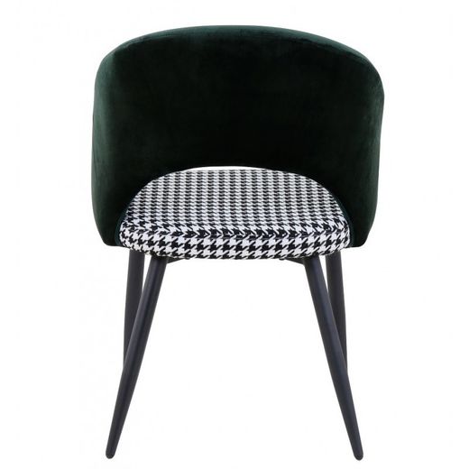 Chaise de salle à manger Cleo en velours vert et métal/pied de poule, 52x47x79 cm