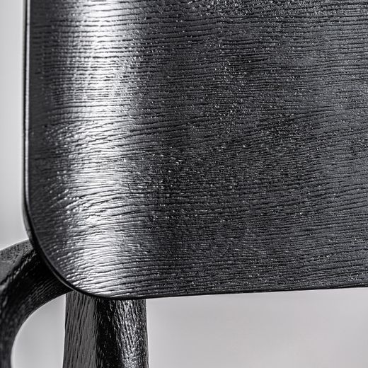 Silla de comedor de madera de roble y fibra natural en negro, 54 x 54 x 79 cm | Tasque