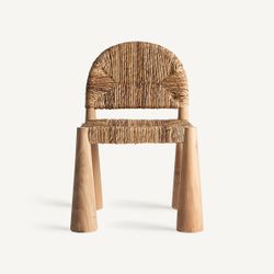 Spisestol lavet af teak og siv i brun, 65 x 67 x 90 cm | Nekta