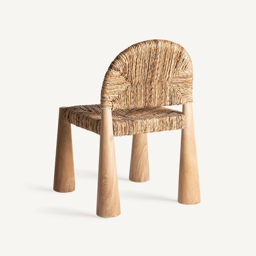 Spisestol lavet af teak og siv i brun, 65 x 67 x 90 cm | Nekta