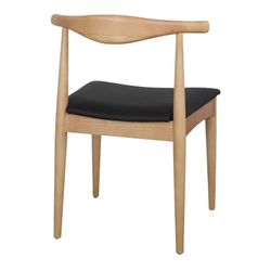 Wooden dining chair in natural and black, 55 x 50 x 80 cm | Roger