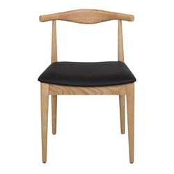 Wooden dining chair in natural and black, 55 x 50 x 80 cm | Roger