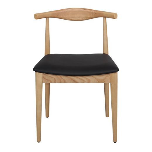 Wooden dining chair in natural and black, 55 x 50 x 80 cm | Roger