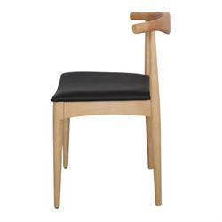 Wooden dining chair in natural and black, 55 x 50 x 80 cm | Roger