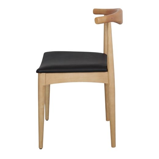 Wooden dining chair in natural and black, 55 x 50 x 80 cm | Roger