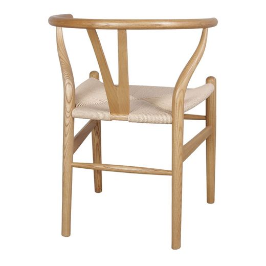 Eetkamerstoel van hout en natuurlijke vezels in naturel, 55 x 53 x 78 cm | Wegner