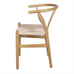 Eetkamerstoel van hout en natuurlijke vezels in naturel, 55 x 53 x 78 cm | Wegner