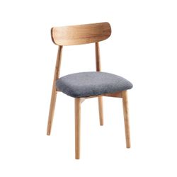 Silla de comedor de madera y tejido en gris y natural, 49 x 42 x 83 cm | Shia