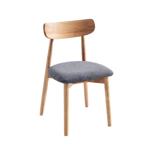 Silla de comedor de madera y tejido en gris y natural, 49 x 42 x 83 cm | Shia