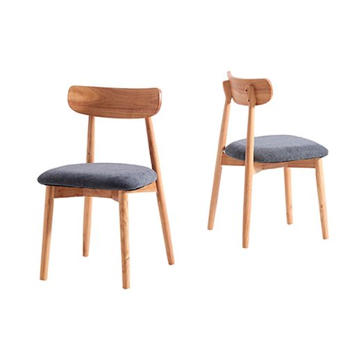 Silla de comedor de madera y tejido en gris y natural, 49 x 42 x 83 cm | Shia