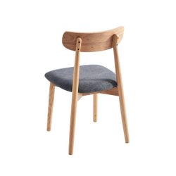 Silla de comedor de madera y tejido en gris y natural, 49 x 42 x 83 cm | Shia