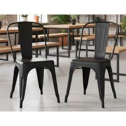 Silla de comedor de metal en negro, 45 x 45 x 85 cm | Vint