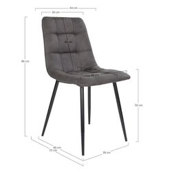 Chaise de salle à manger en microfibre gris foncé, 55 x 44 x 86 cm | Middelfart