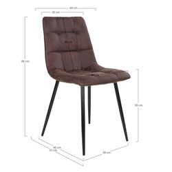 Chaise de salle à manger en microfibre marron foncé, 55 x 44 x 86 cm | Middelfart