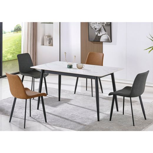 Silla de comedor de piel sintética en gris, 50 x 47 x 83 cm | Lis Cuir