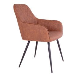 Sedia da pranzo in ecopelle marrone vintage, 65 x 57 x 87 cm | Porto