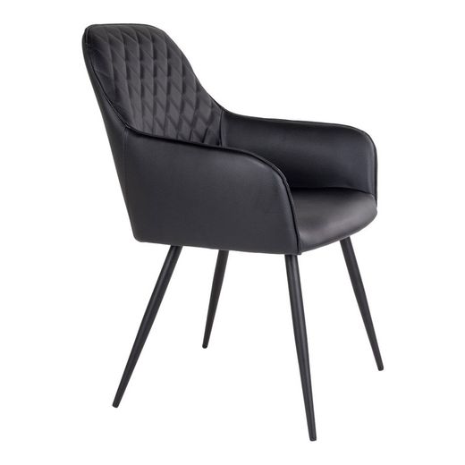 Chaise de salle à manger en simili cuir noir, 65 x 57 x 87 cm | Port