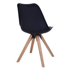 Faux leather dining chair in black and natural, 55 x 48 x 86 cm | Bergen