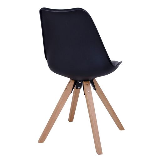 Chaise de salle à manger en simili cuir noir et naturel, 55 x 48 x 86 cm | Bergen
