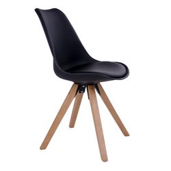 Faux leather dining chair in black and natural, 55 x 48 x 86 cm | Bergen