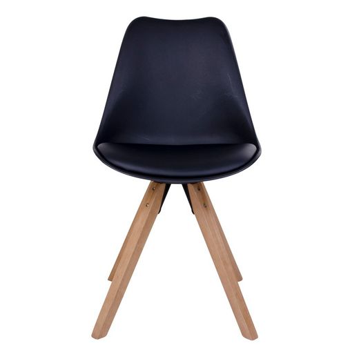 Chaise de salle à manger en simili cuir noir et naturel, 55 x 48 x 86 cm | Bergen