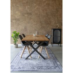 Faux leather dining chair in black and natural, 55 x 48 x 86 cm | Bergen