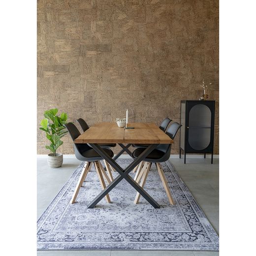 Chaise de salle à manger en simili cuir noir et naturel, 55 x 48 x 86 cm | Bergen