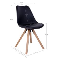 Chaise de salle à manger en simili cuir noir et naturel, 55 x 48 x 86 cm | Bergen