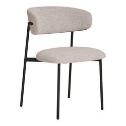 Bouclé fabric dining chair in sand, 59 x 55 x 79.5 cm | Mira