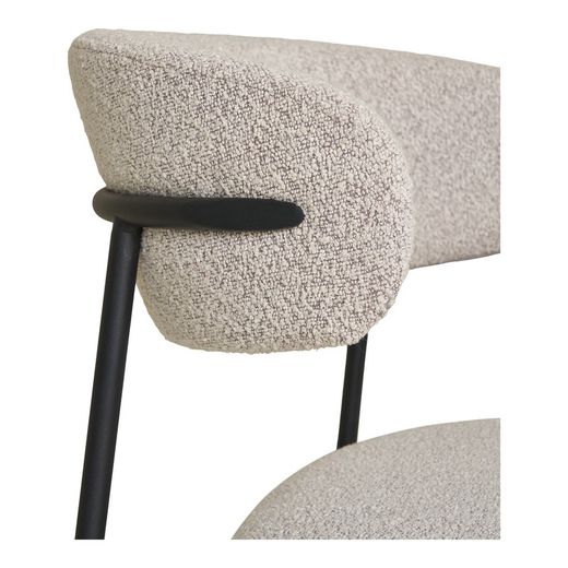 Bouclé fabric dining chair in sand, 59 x 55 x 79.5 cm | Mira