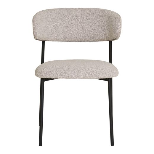 Bouclé fabric dining chair in sand, 59 x 55 x 79.5 cm | Mira