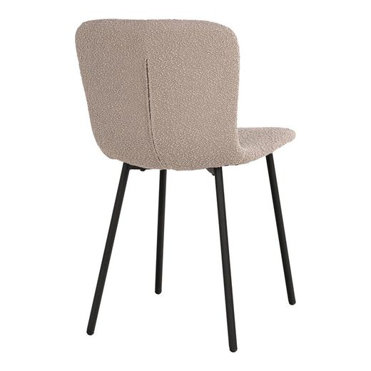 Bouclé fabric dining chair in beige, 52.5 x 44.5 x 76.5 cm | Halden