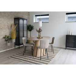 Bouclé fabric dining chair in beige, 52.5 x 44.5 x 76.5 cm | Halden