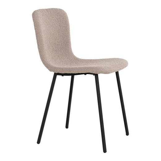 Bouclé fabric dining chair in beige, 52.5 x 44.5 x 76.5 cm | Halden
