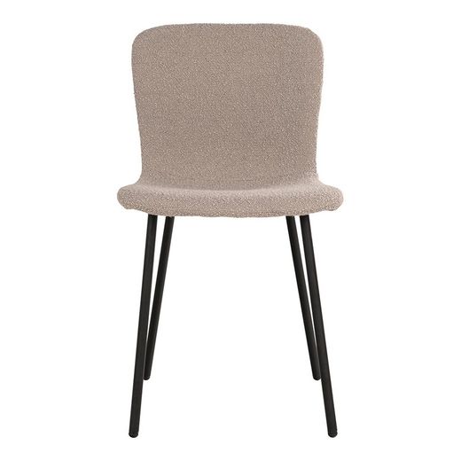 Bouclé fabric dining chair in beige, 52.5 x 44.5 x 76.5 cm | Halden