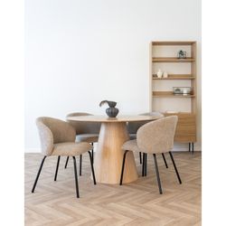 Beige bouclé fabric dining chair, 58 x 56 x 79 cm | Safira