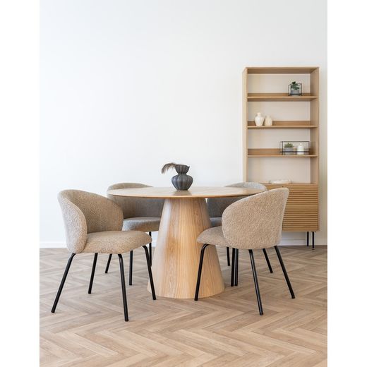 Beige bouclé fabric dining chair, 58 x 56 x 79 cm | Safira