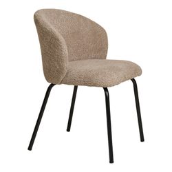 Beige bouclé fabric dining chair, 58 x 56 x 79 cm | Safira