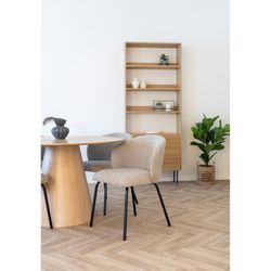 Beige bouclé fabric dining chair, 58 x 56 x 79 cm | Safira