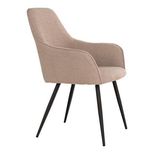 Bouclé fabric dining chair in beige, 65 x 57 x 87 cm | Harbo