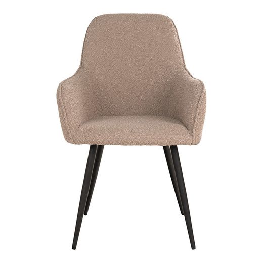 Bouclé fabric dining chair in beige, 65 x 57 x 87 cm | Harbo