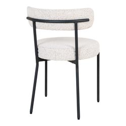 Bouclé fabric dining chair in white, 49.5 x 47 x 72.5 cm | Badalona