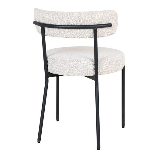 Bouclé fabric dining chair in white, 49.5 x 47 x 72.5 cm | Badalona