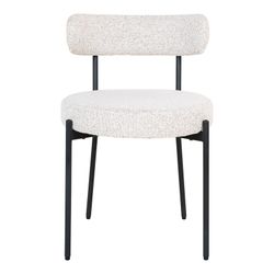 Bouclé fabric dining chair in white, 49.5 x 47 x 72.5 cm | Badalona